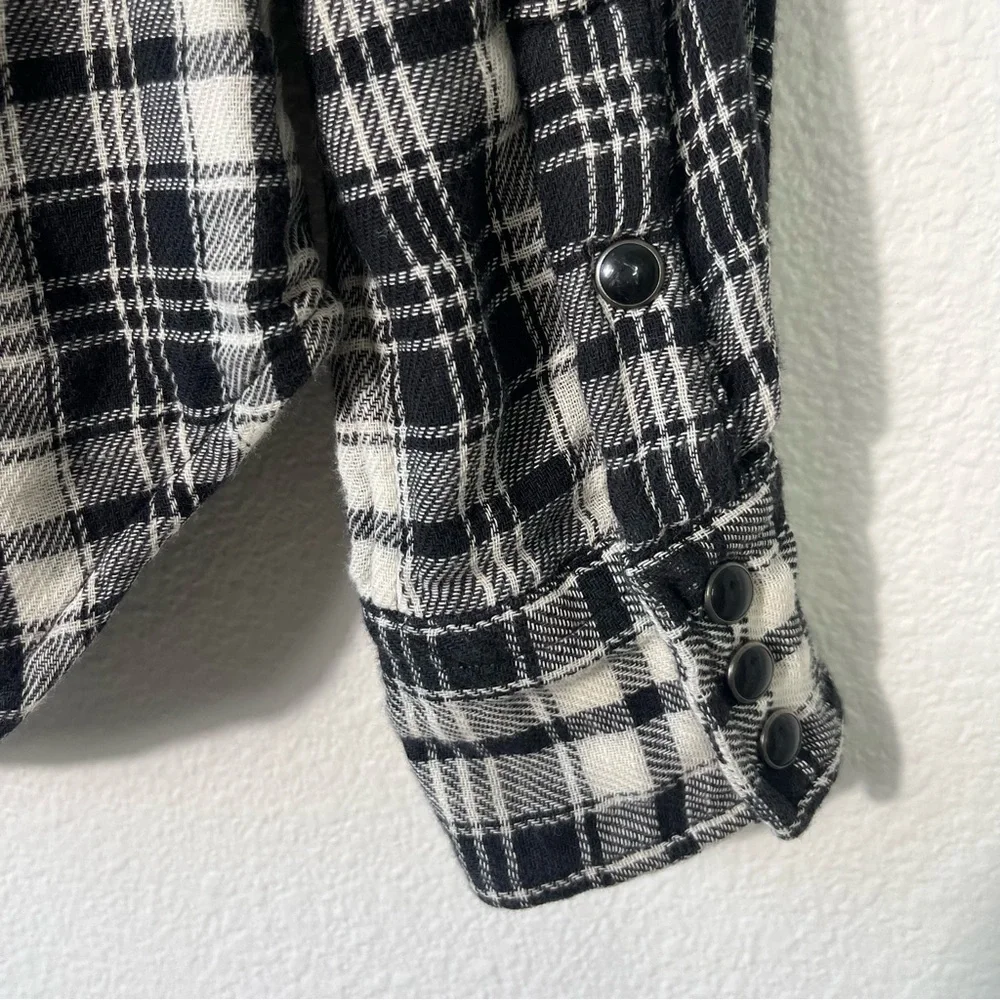 Polo Ralph Lauren Flannel Shirt Size 4 Black Plaid Western Country Pearl Snap
